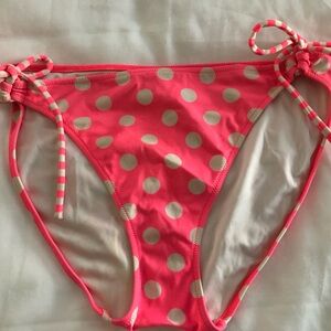 Victoria's Secret Hot Pink Polka Dot Tie-Side Swim Bottom
